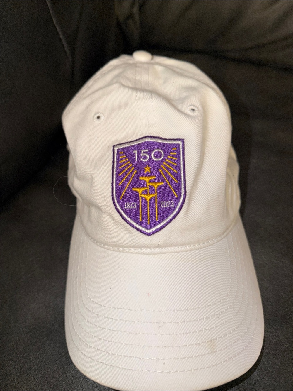 TCU White Cap with Purple Logo